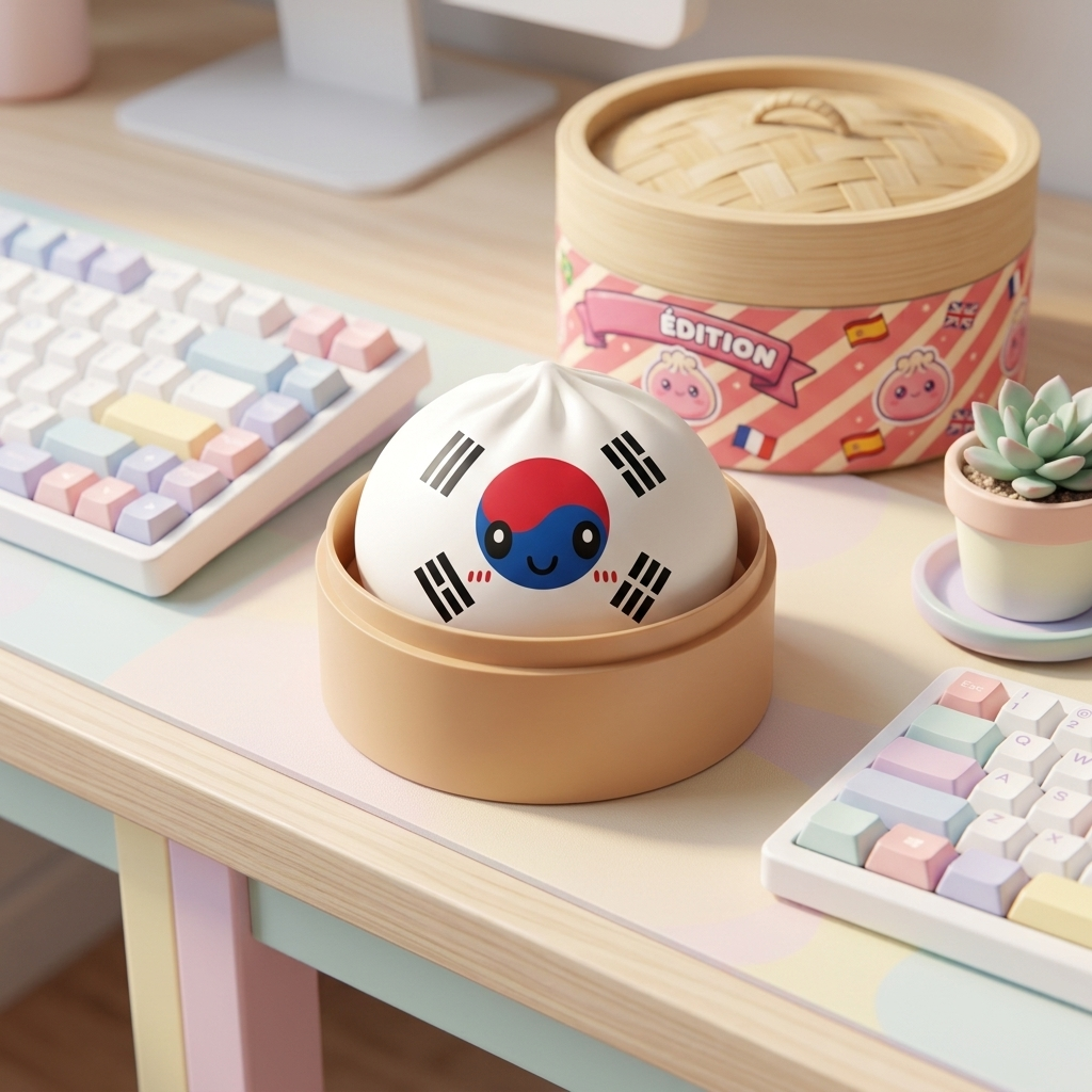 Squishy Dumpling Corée du Sud en ambiance sur un bureau