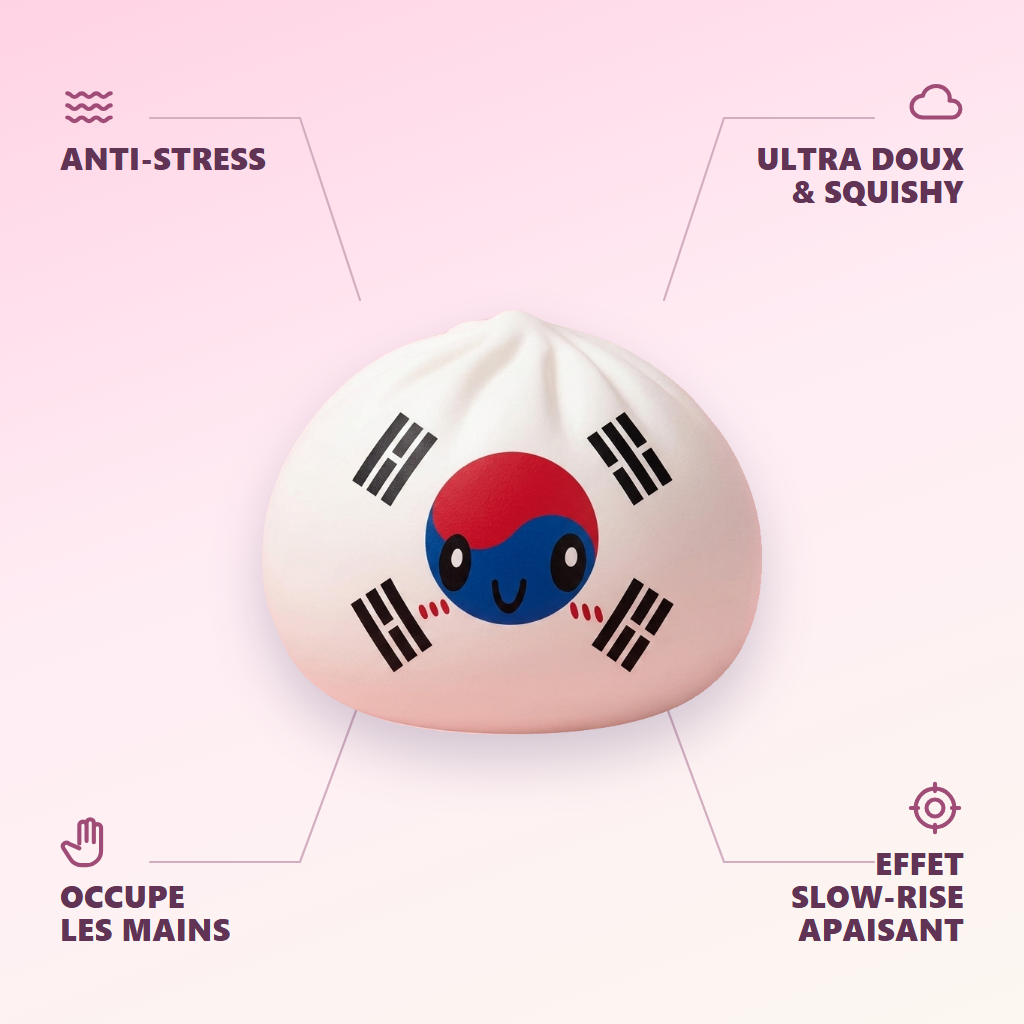 Squishy Dumpling Corée du Sud — anti-stress, ultra doux, effet slow-rise