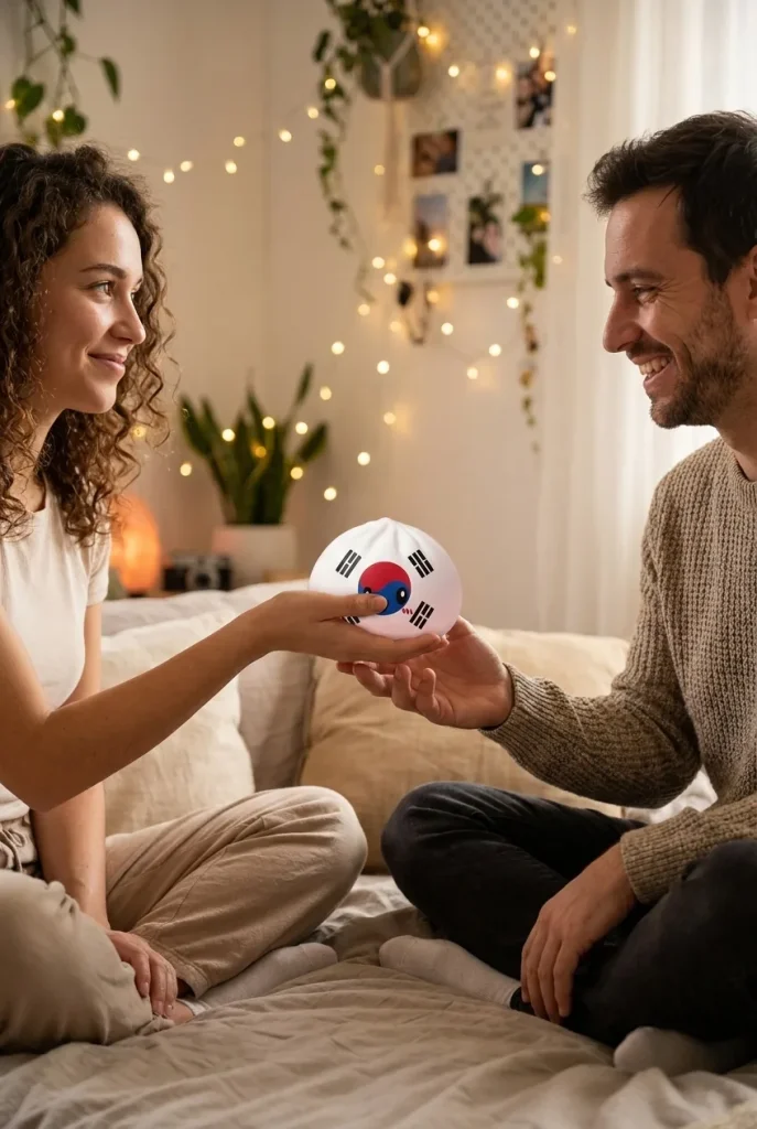 Squishy Dumpling Corée du Sud offert en cadeau entre deux personnes