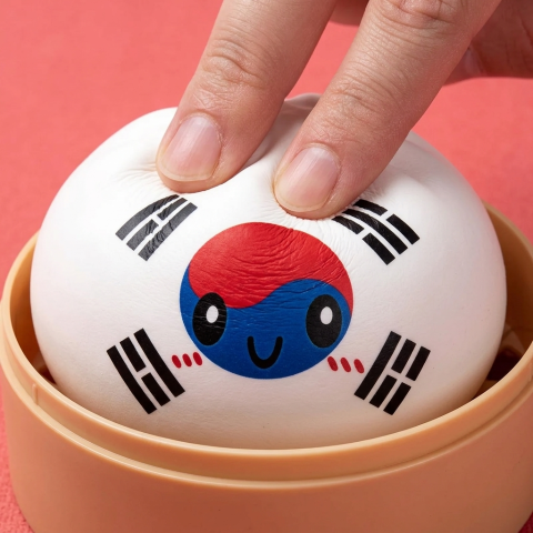 Squishy Dumpling Corée du Sud pressé dans la main, matière squishy