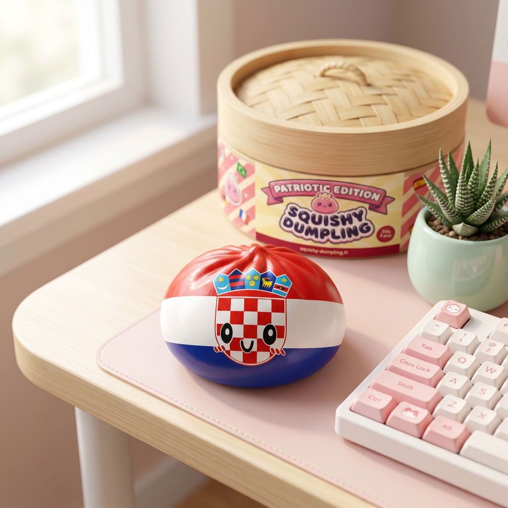 Squishy Dumpling Croatie en ambiance sur un bureau