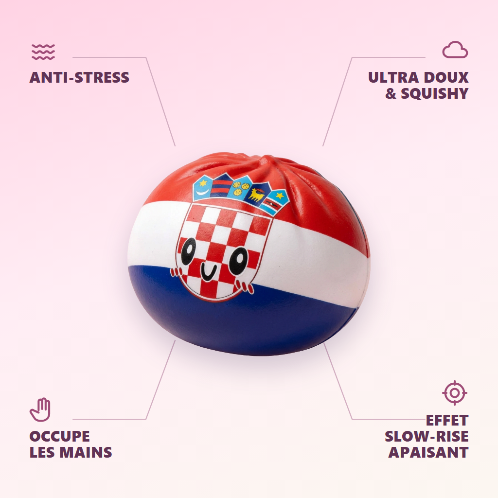 Squishy Dumpling Croatie — anti-stress, ultra doux, effet slow-rise