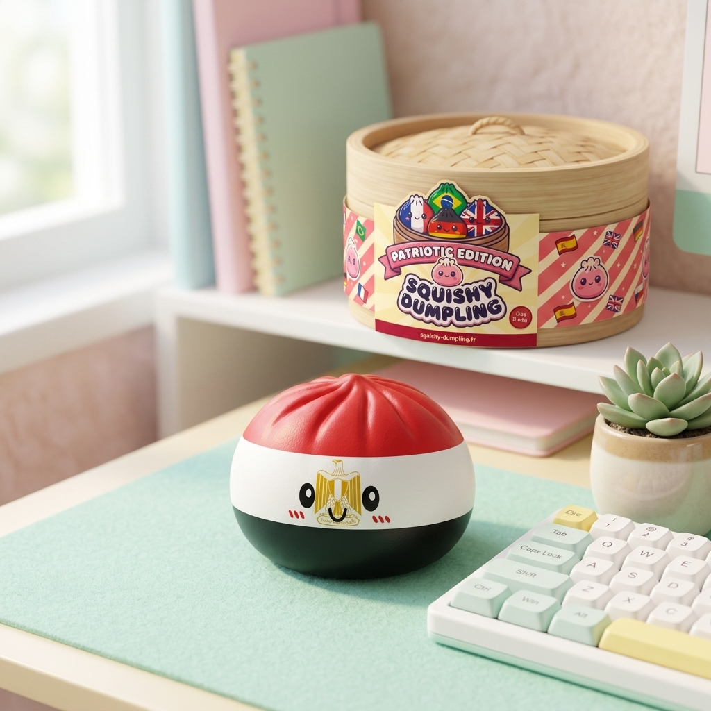 Squishy Dumpling Égypte en ambiance sur un bureau