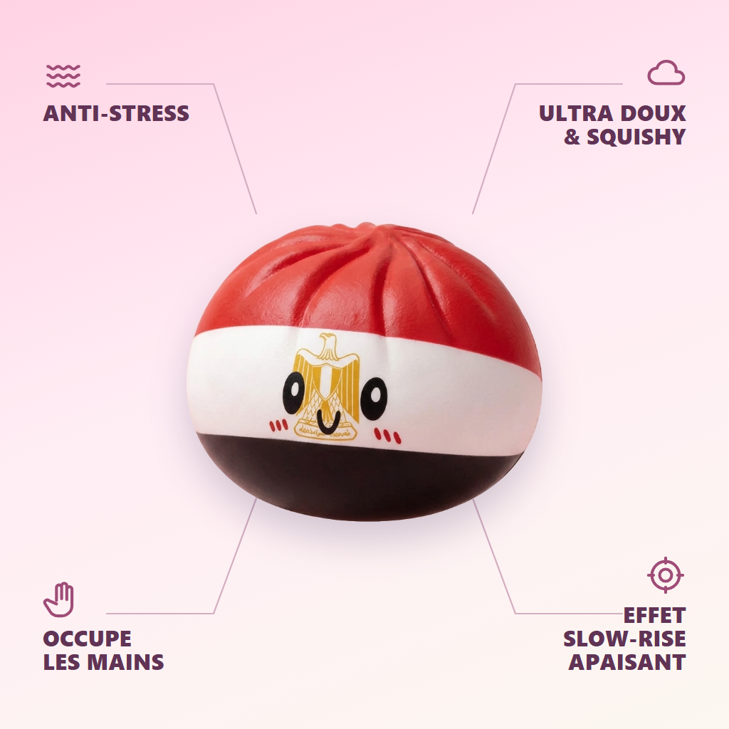 Squishy Dumpling Égypte — anti-stress, ultra doux, effet slow-rise