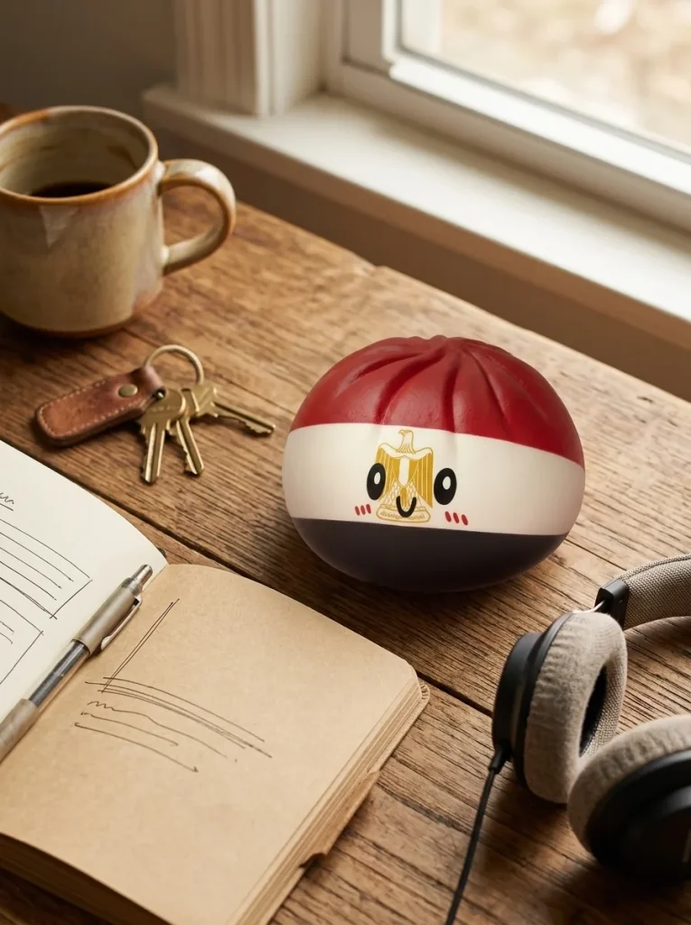 Squishy Dumpling Égypte posé sur un bureau, dans le quotidien