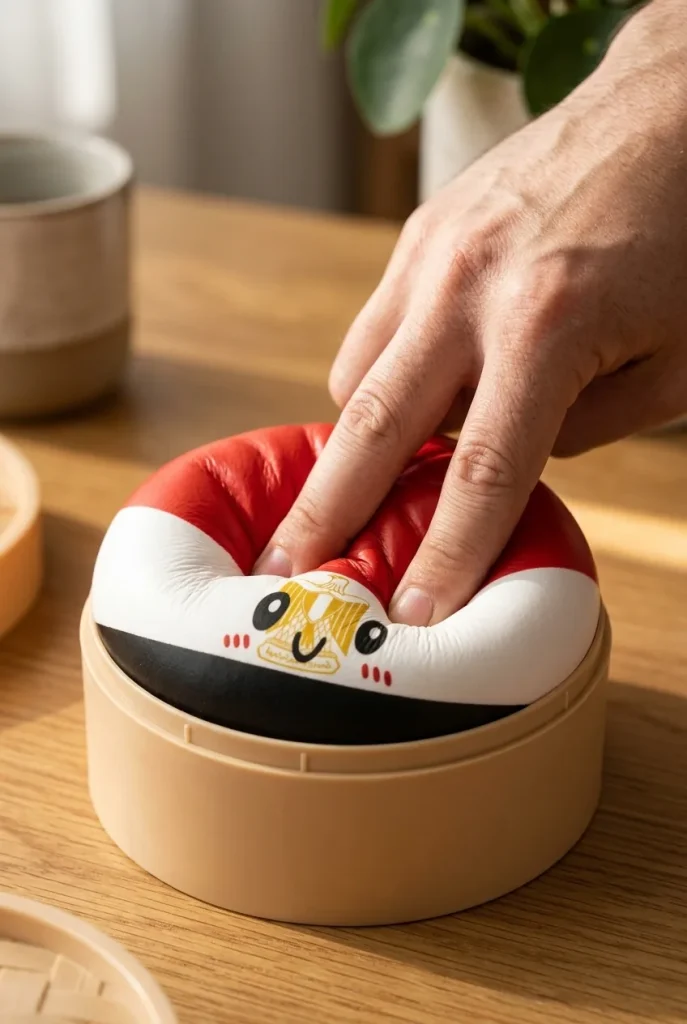 Squishy Dumpling Égypte pressé dans la main — effet squishy slow-rise