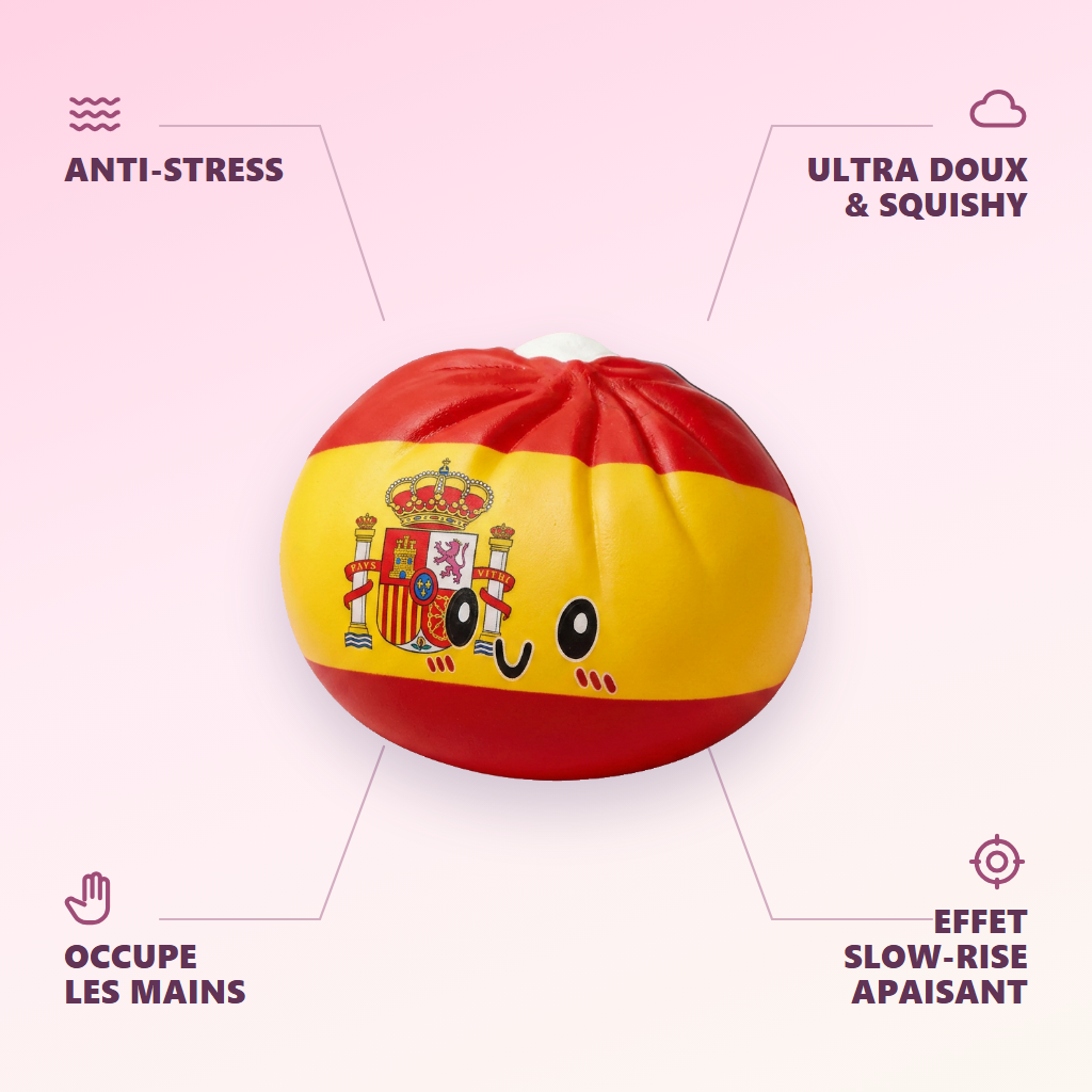 Squishy Dumpling Espagne — anti-stress, ultra doux, effet slow-rise