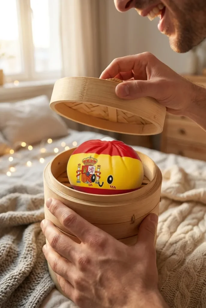 Déballage du Squishy Dumpling Espagne — la boîte panier vapeur s'ouvre