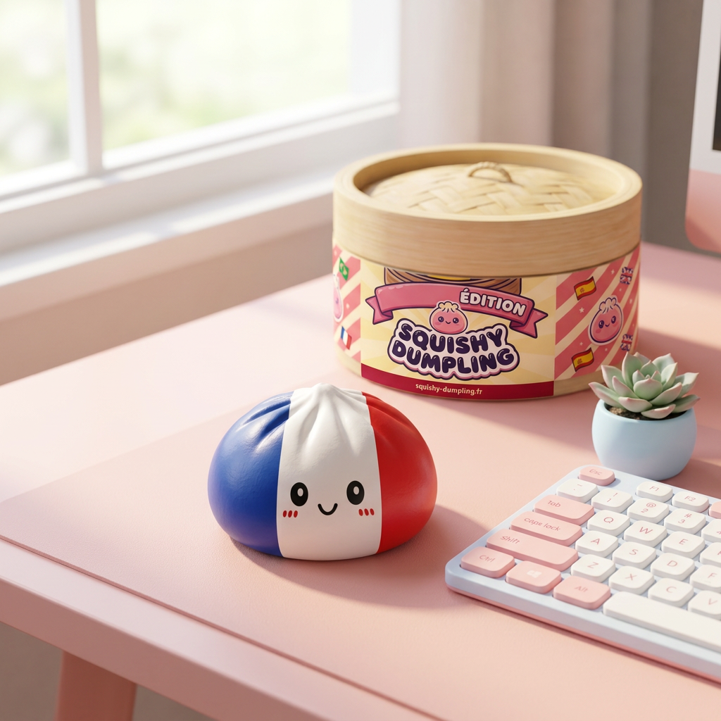 Squishy Dumpling France en ambiance sur un bureau