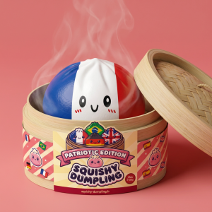Squishy Dumpling France dans sa boîte panier vapeur bambou