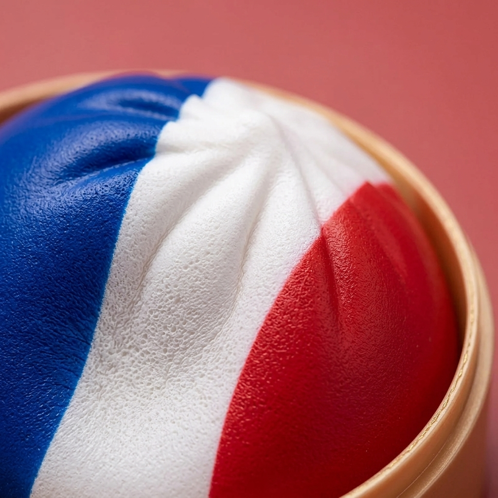 Squishy Dumpling France — gros plan macro sur la texture