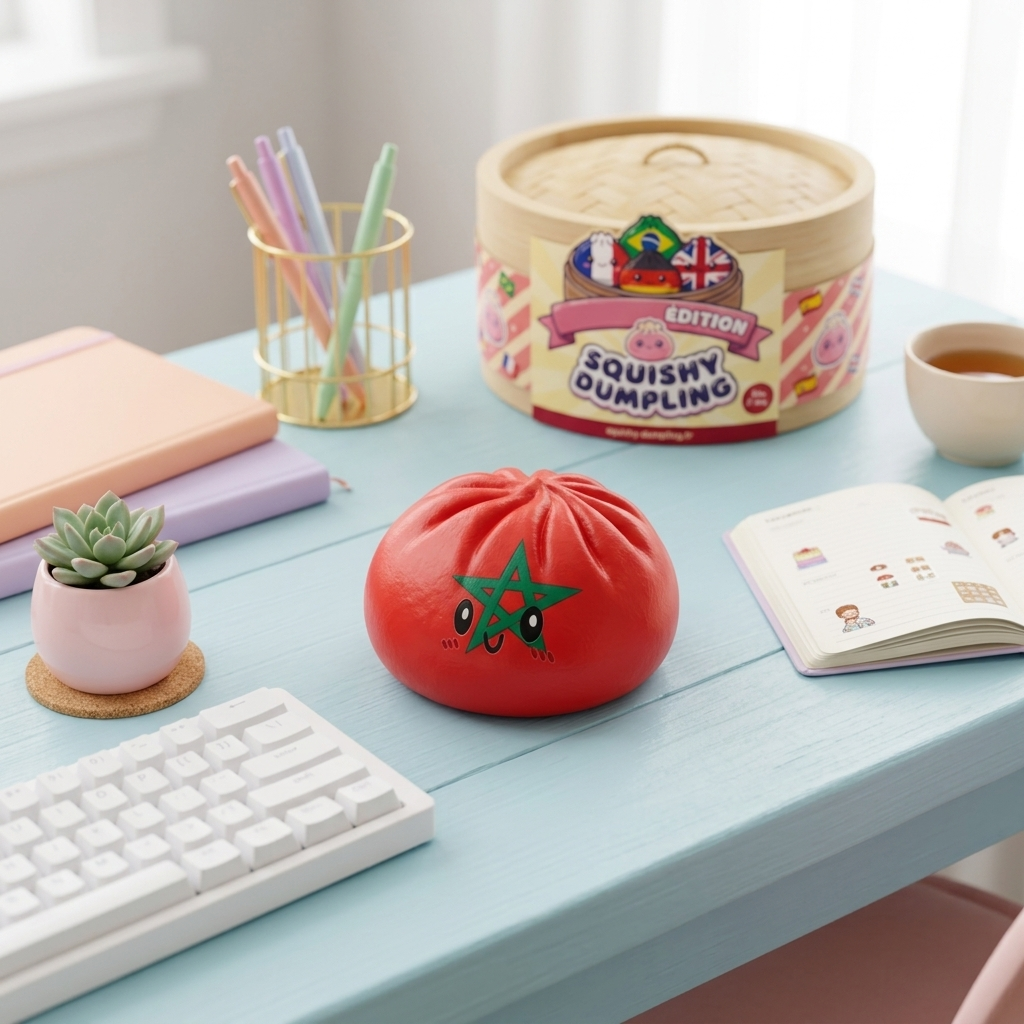 Squishy Dumpling Maroc en ambiance sur un bureau