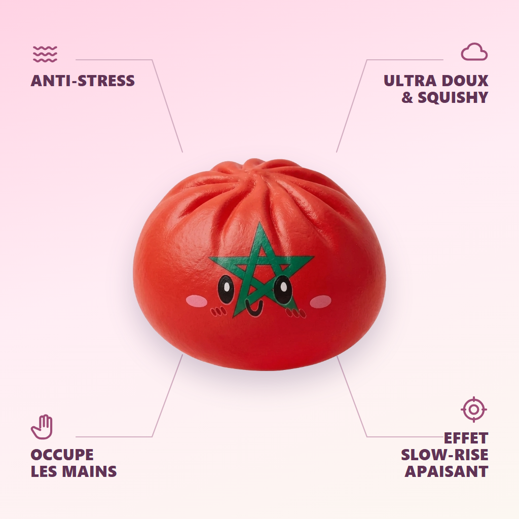 Squishy Dumpling Maroc — anti-stress, ultra doux, effet slow-rise
