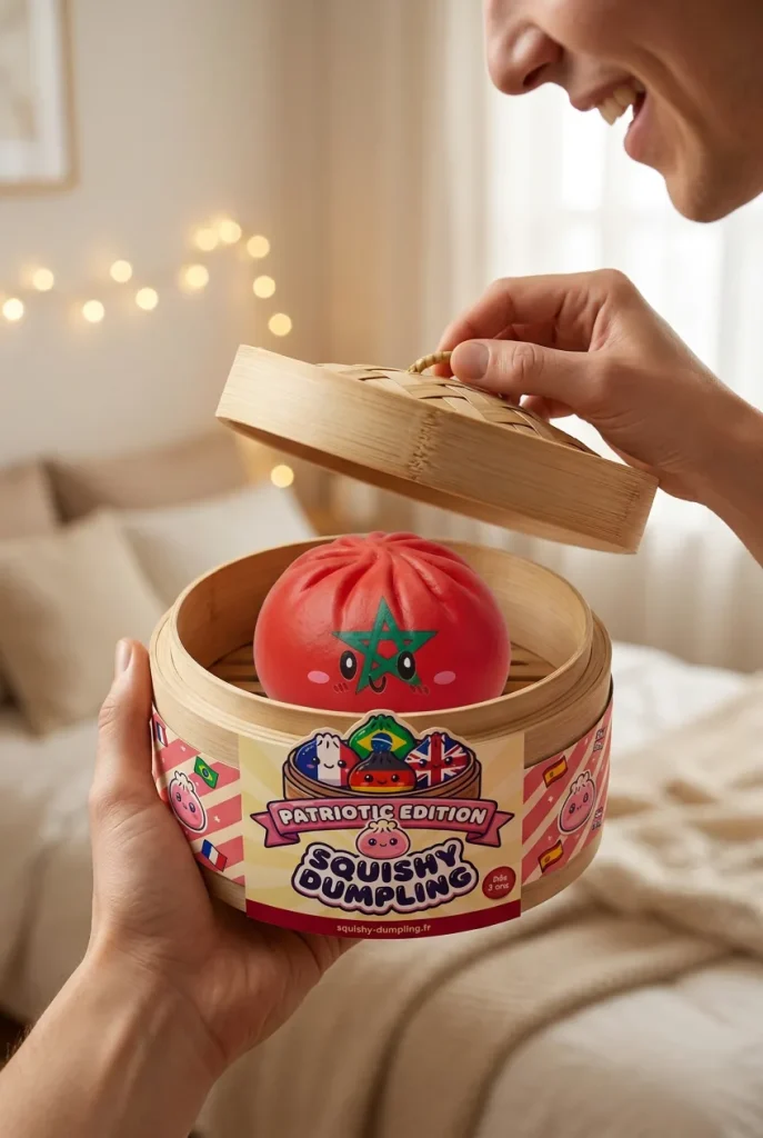 Déballage du Squishy Dumpling Maroc — la boîte panier vapeur s'ouvre