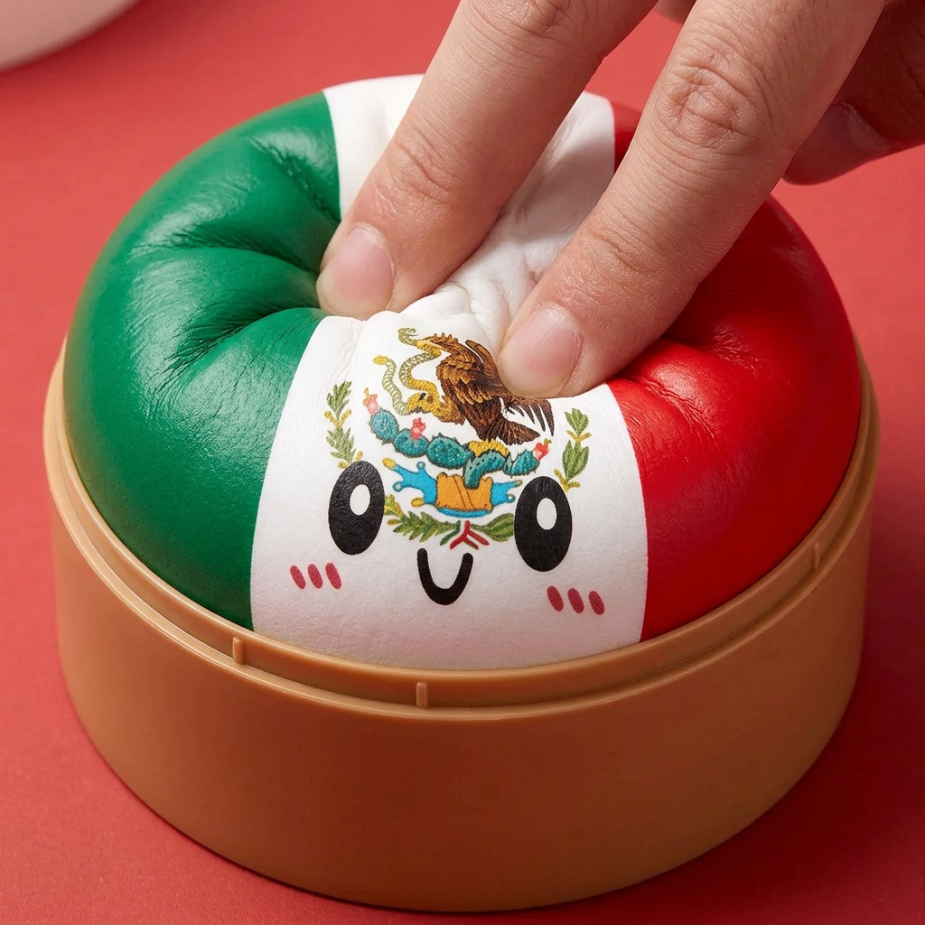 Squishy Dumpling Mexique pressé dans la main, matière squishy