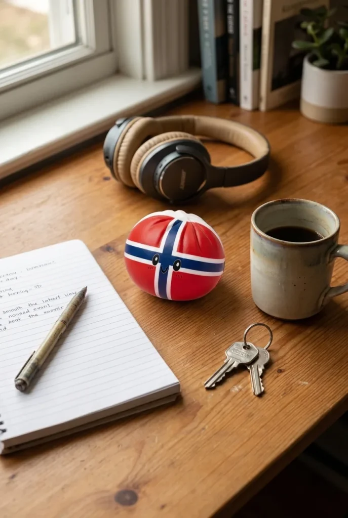 Squishy Dumpling Norvège posé sur un bureau, dans le quotidien