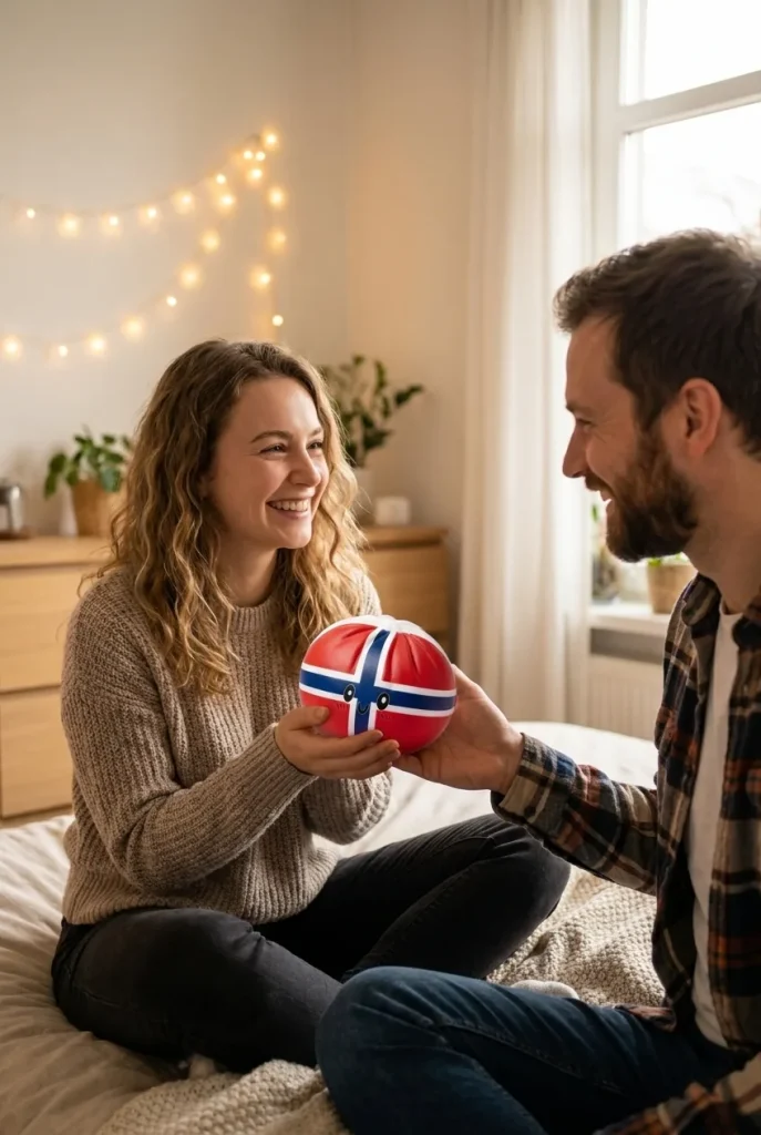 Squishy Dumpling Norvège offert en cadeau entre deux personnes