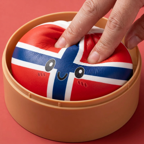 Squishy Dumpling Norvège pressé dans la main, matière squishy