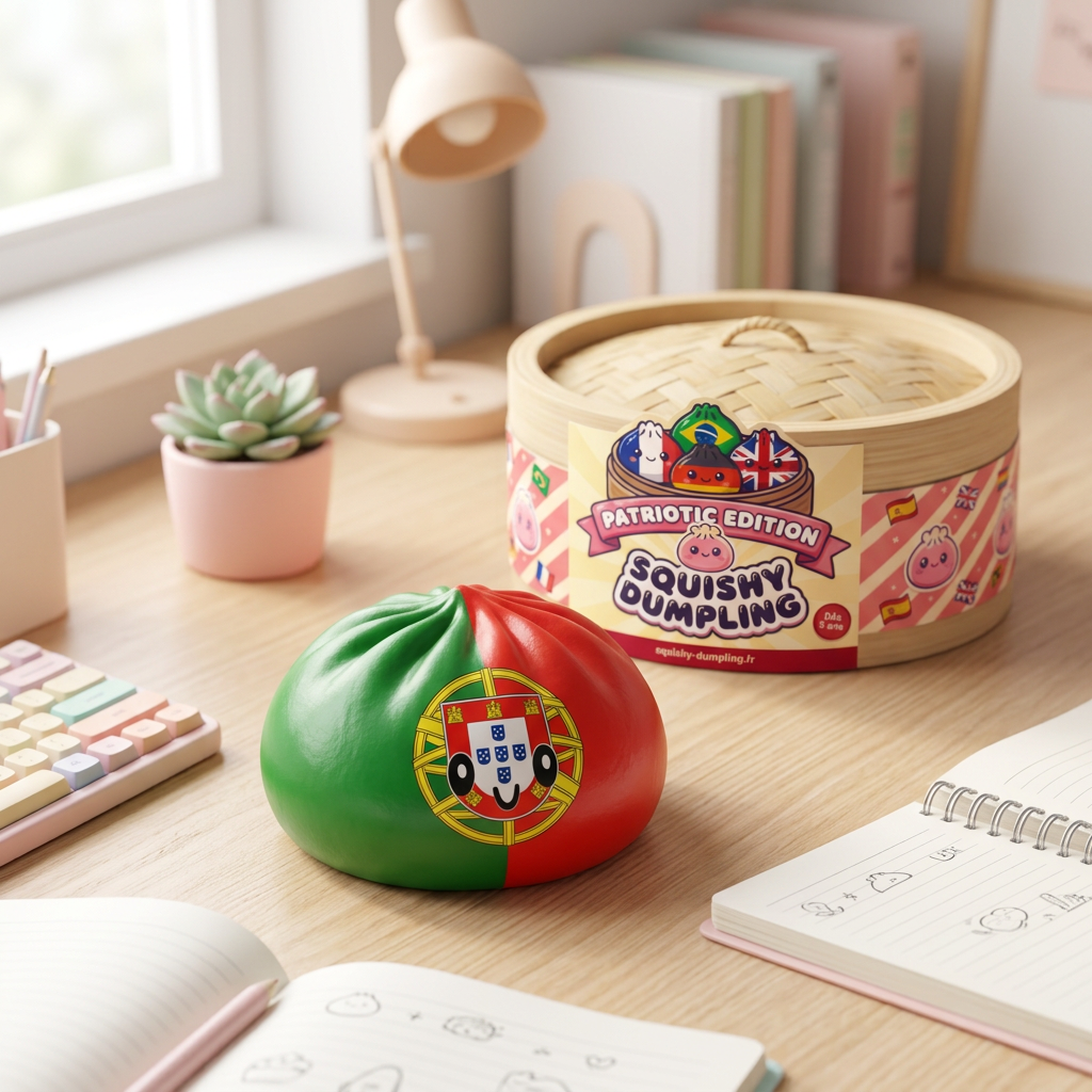 Squishy Dumpling Portugal en ambiance sur un bureau