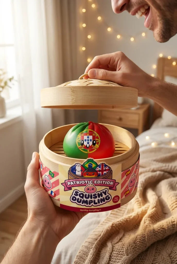 Déballage du Squishy Dumpling Portugal — la boîte panier vapeur s'ouvre