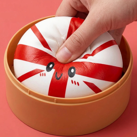 Squishy Dumpling Royaume-Uni pressé dans la main, matière squishy
