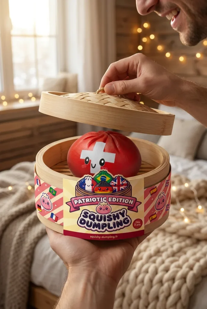 Déballage du Squishy Dumpling Suisse — la boîte panier vapeur s'ouvre