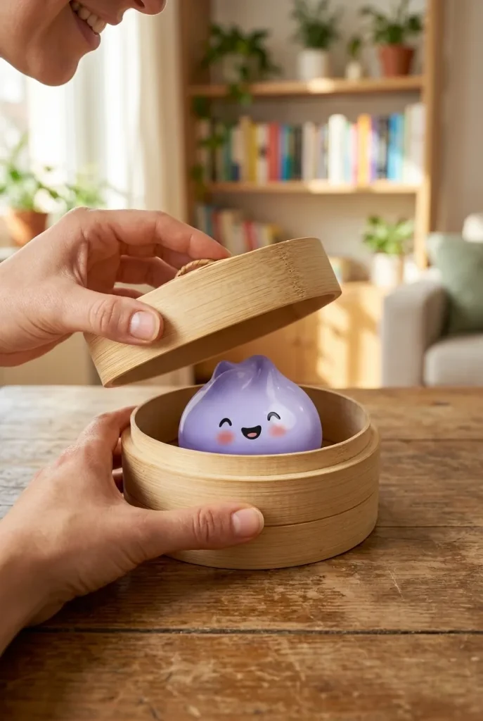 Déballage du Dumpling Squishy Mystery Peluche Surprise — la boîte panier vapeur s'ouvre