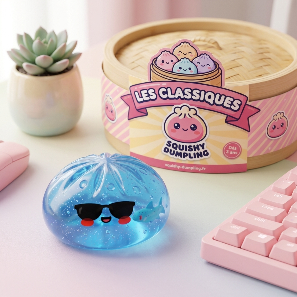 Dumpling Squishy Lunettes De Soleil en ambiance sur un bureau