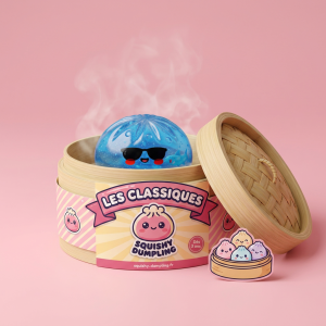 Dumpling Squishy Lunettes De Soleil dans sa boîte panier vapeur bambou