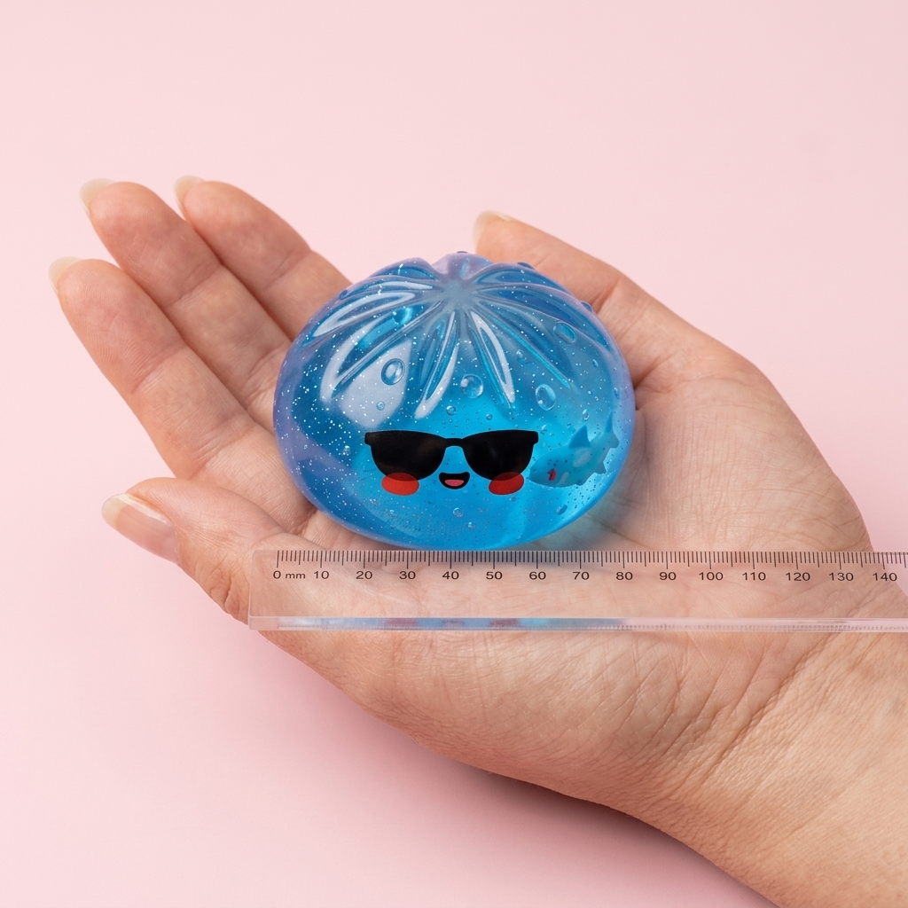 Dumpling Squishy Lunettes De Soleil tenu en main, taille réelle