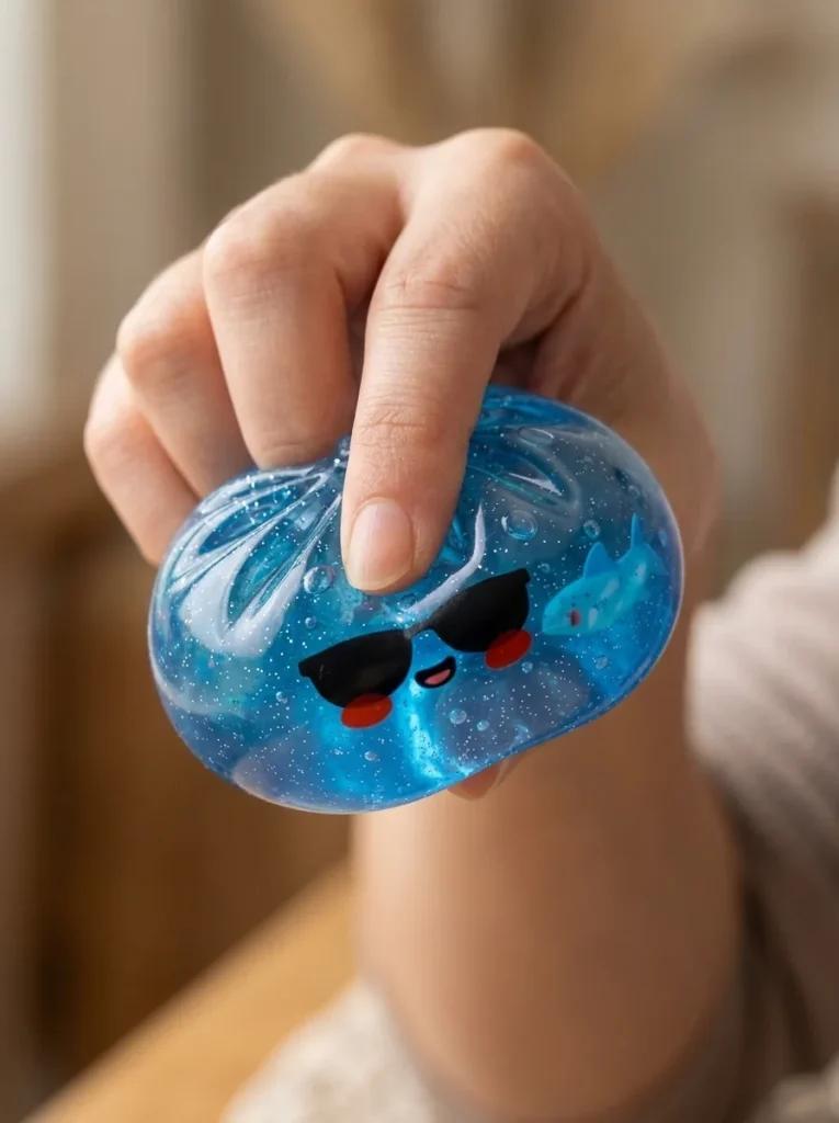 Dumpling Squishy Lunettes De Soleil pressé dans la main — effet squishy slow-rise