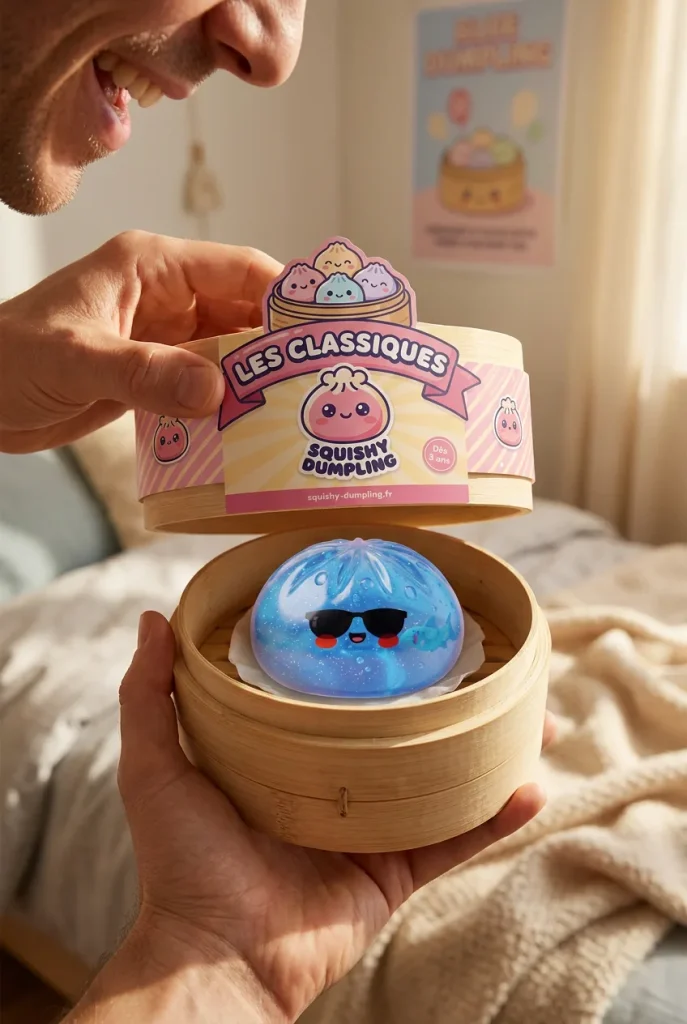 Déballage du Dumpling Squishy Lunettes De Soleil — la boîte panier vapeur s'ouvre