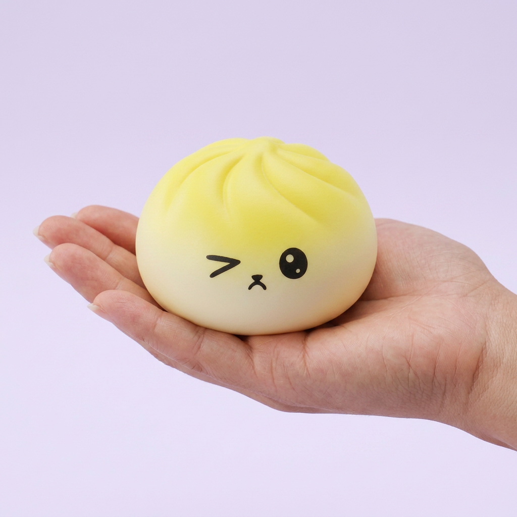 Mystery Dumpling Squishy Viral Tendance tenu en main, taille réelle