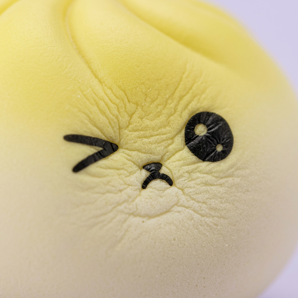 Mystery Dumpling Squishy Viral Tendance — gros plan macro sur la texture
