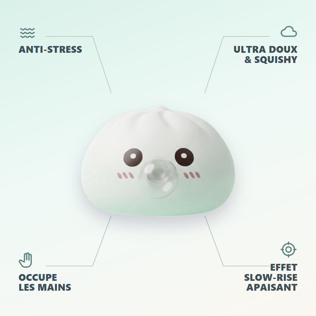 Giant Dumpling Squishy Blanc Nuage — anti-stress, ultra doux, effet slow-rise