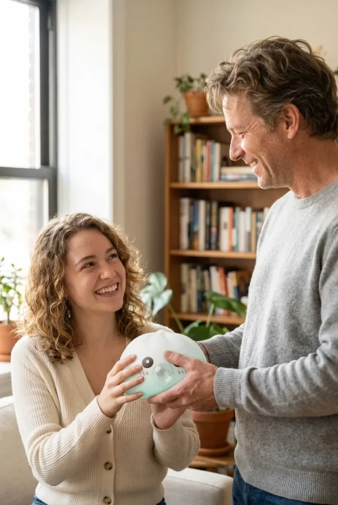 Giant Dumpling Squishy Blanc Nuage offert en cadeau entre deux personnes