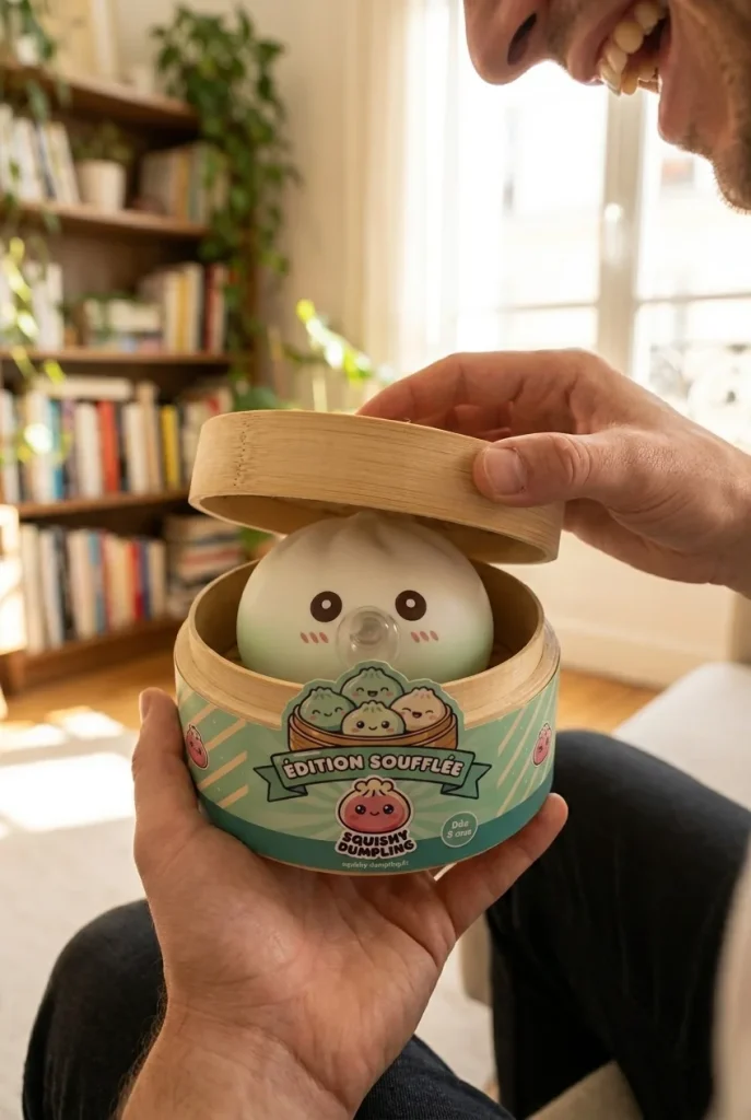 Déballage du Giant Dumpling Squishy Blanc Nuage — la boîte panier vapeur s'ouvre
