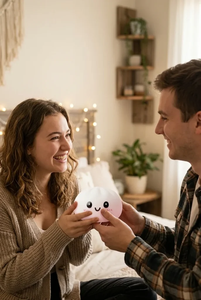 Dumpling Squishy Blanc Neige offert en cadeau entre deux personnes