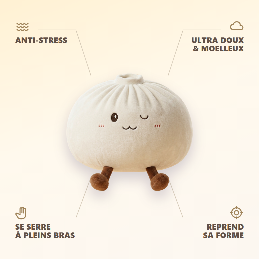 Dumplings Squishy Toy Blanc XXL — anti-stress, ultra doux et moelleux