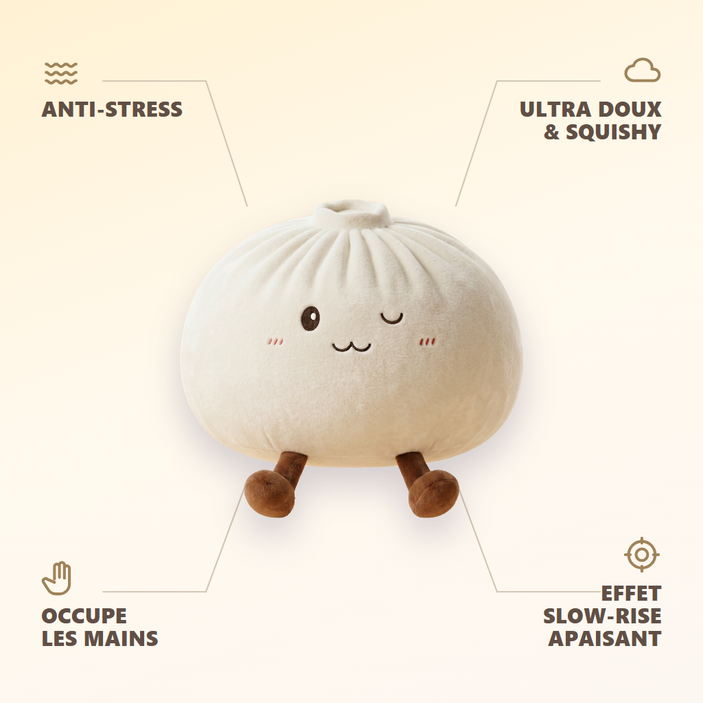 Dumplings Squishy Toy Blanc XXL — anti-stress, ultra doux, effet slow-rise