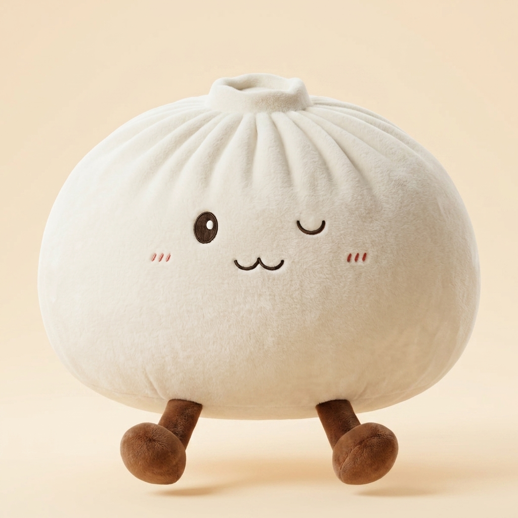 Dumplings Squishy Toy Blanc XXL tenu en main, taille réelle
