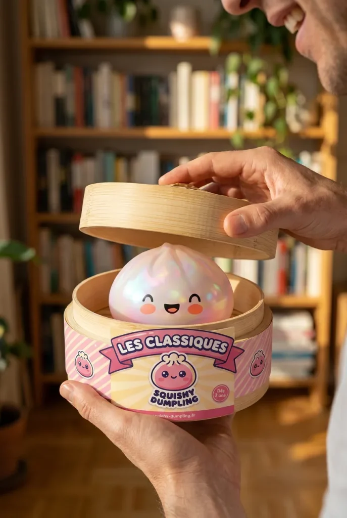 Déballage du Dumpling Squishy Blanc Nuage Unique — la boîte panier vapeur s'ouvre