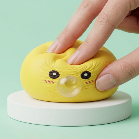 Jumbo Dumpling Squishy Jaune Géant pressé dans la main, matière squishy