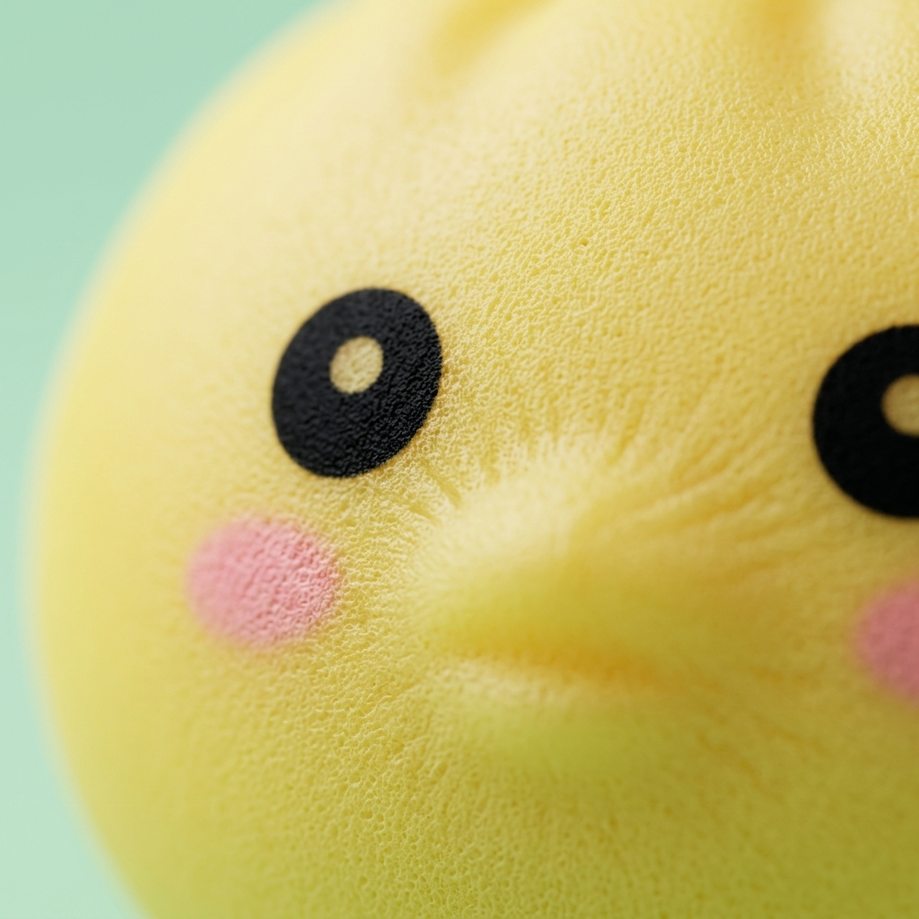 Jumbo Dumpling Squishy Jaune Géant — gros plan macro sur la texture