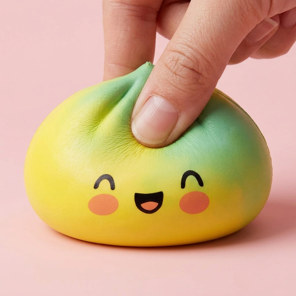 Squishy Dumpling Jaune Sunset Fade — effet slow-rise, la mousse regonfle