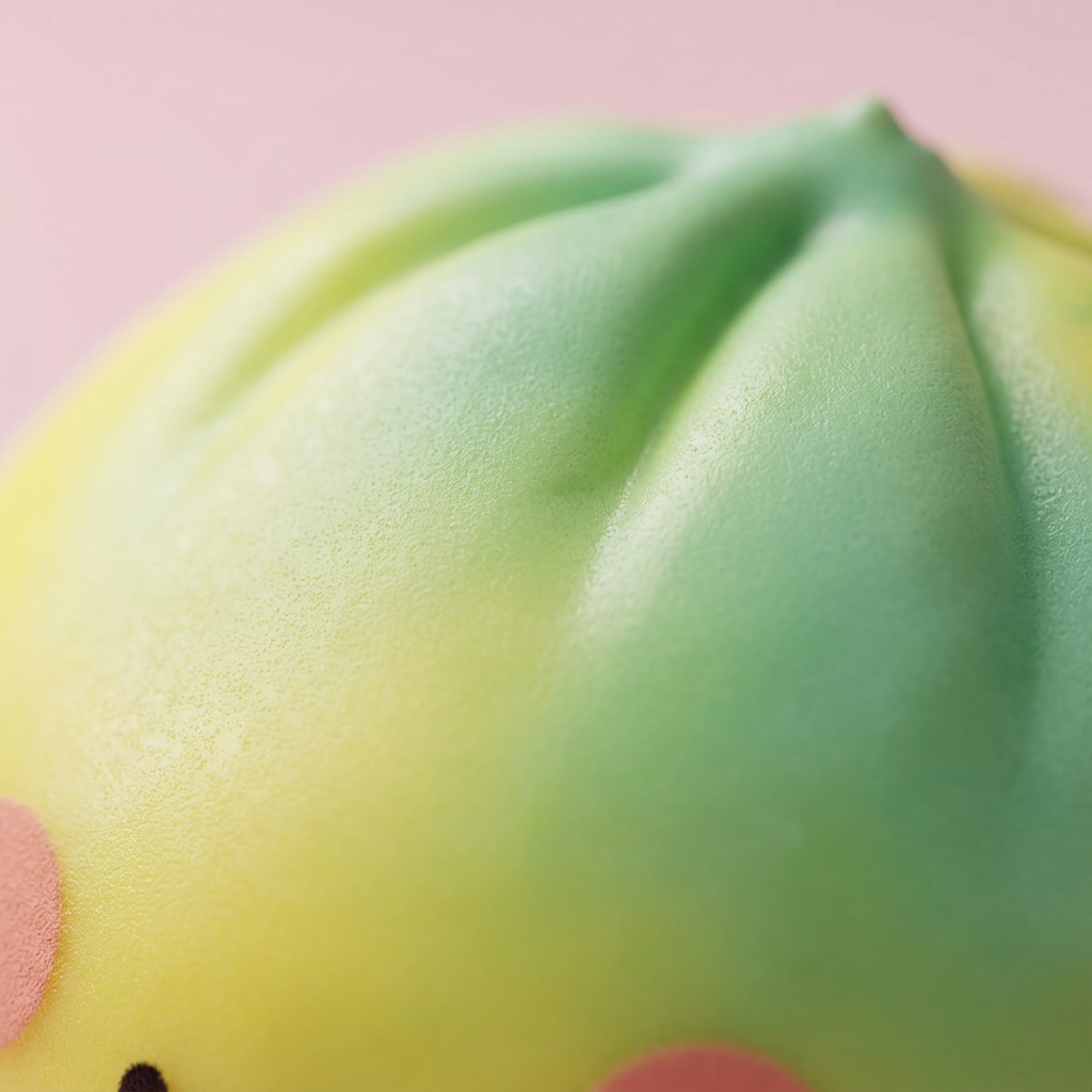 Squishy Dumpling Jaune Sunset Fade — gros plan macro sur la texture