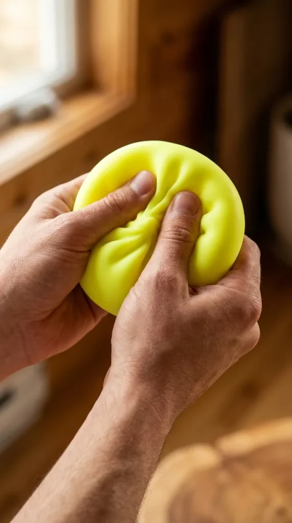 Veilleuse Dumpling Squishy Jaune Soleil pressé dans la main — effet squishy slow-rise