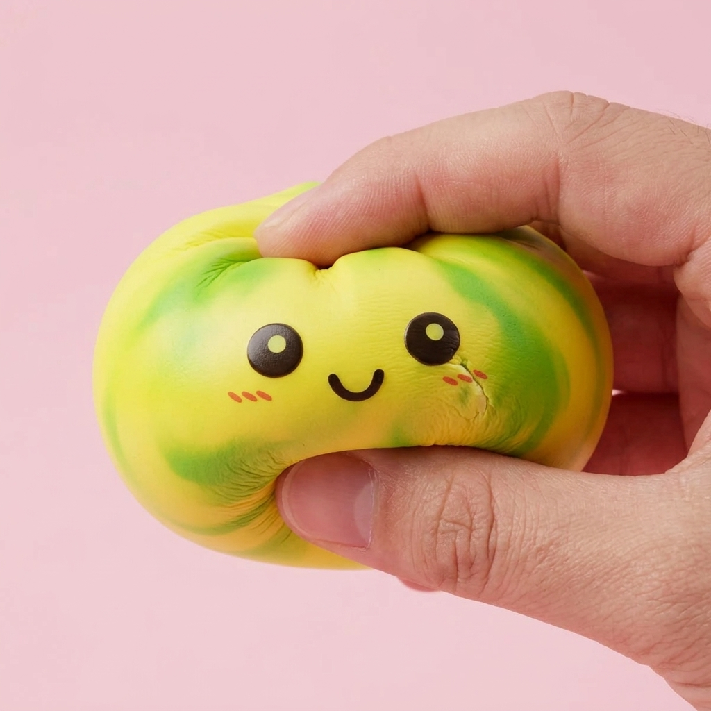 Dumpling Squishy Tie Dye Jaune Citron — effet slow-rise, la mousse regonfle