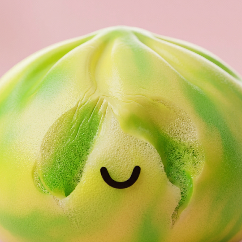 Dumpling Squishy Tie Dye Jaune Citron — gros plan macro sur la texture