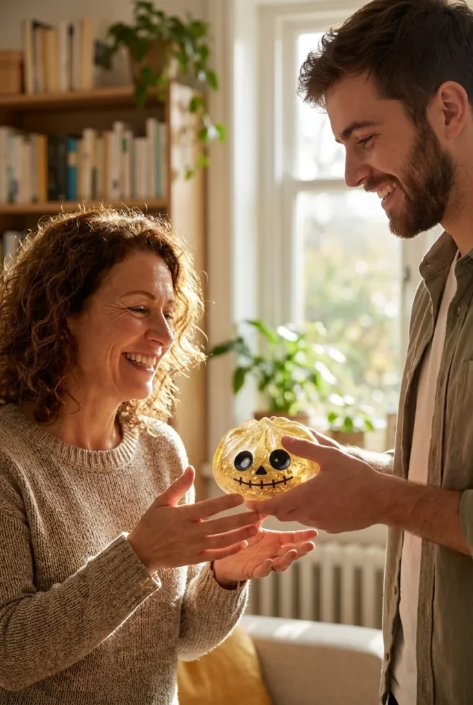 Dumpling Squishy Zombie Halloween Glitter Doré offert en cadeau entre deux personnes